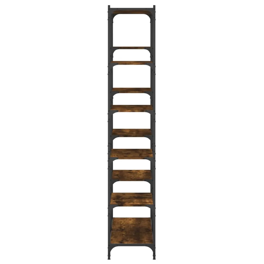 Bibliothèque chêne fumé 100x32x170 cm bois d'ingénierie et fer - 5