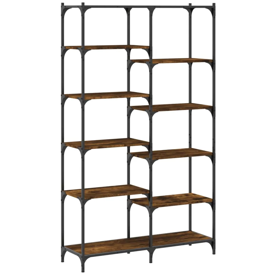 Bibliothèque chêne fumé 100x32x170 cm bois d'ingénierie et fer - 6