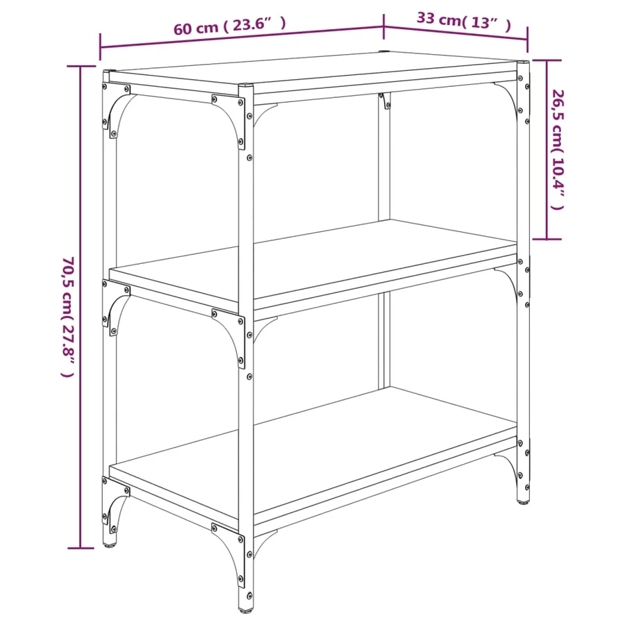 Bibliothèque Sonoma gris 60x33x70,5 cm Bois d'ingénierie acier - 9
