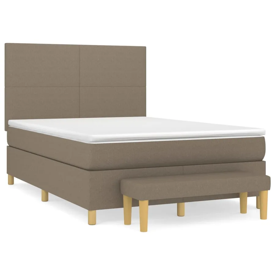 Sommier à lattes de lit avec matelas Taupe 140x190 cm Tissu - 2