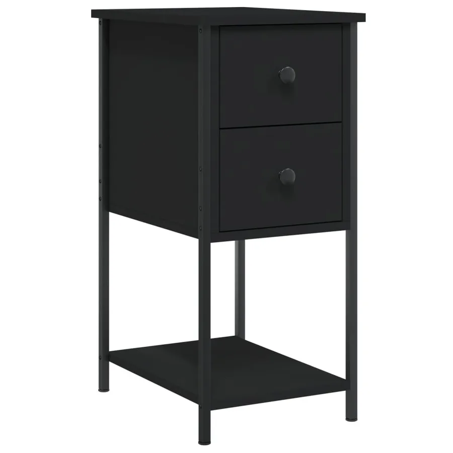 Table de chevet noir 32x42x70 cm bois d’ingénierie - 2