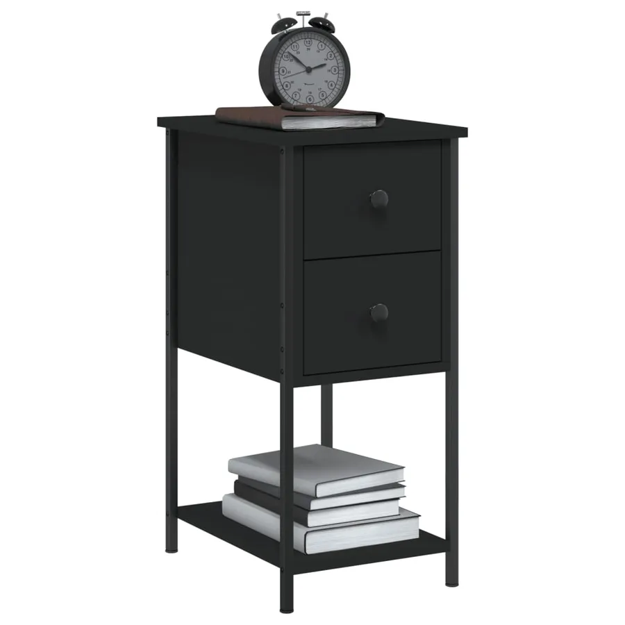 Table de chevet noir 32x42x70 cm bois d’ingénierie - 3