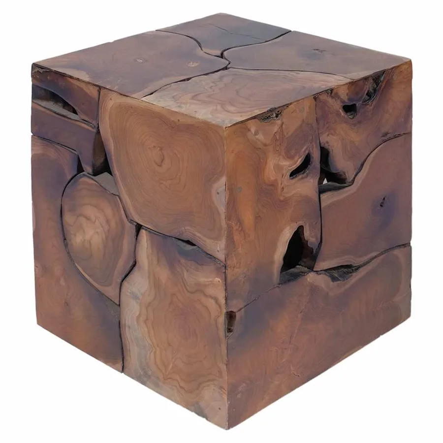 Tabouret marron 40x40x45 cm bois de teck massif - 2