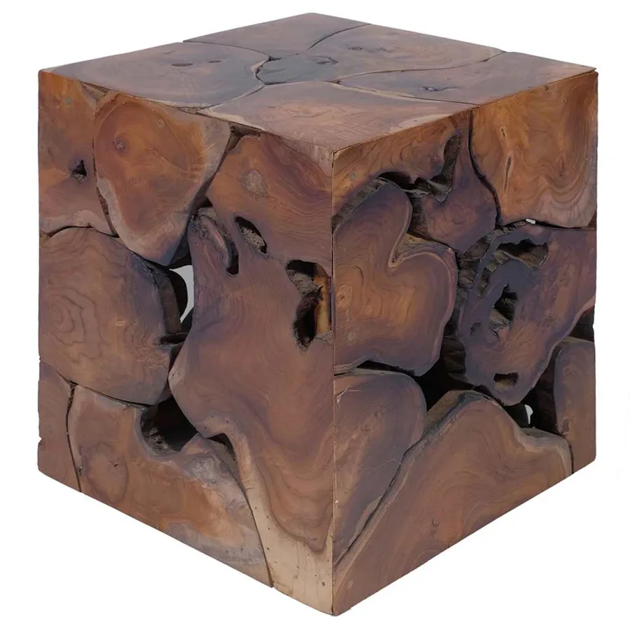 Tabouret marron 40x40x45 cm bois de teck massif - 4