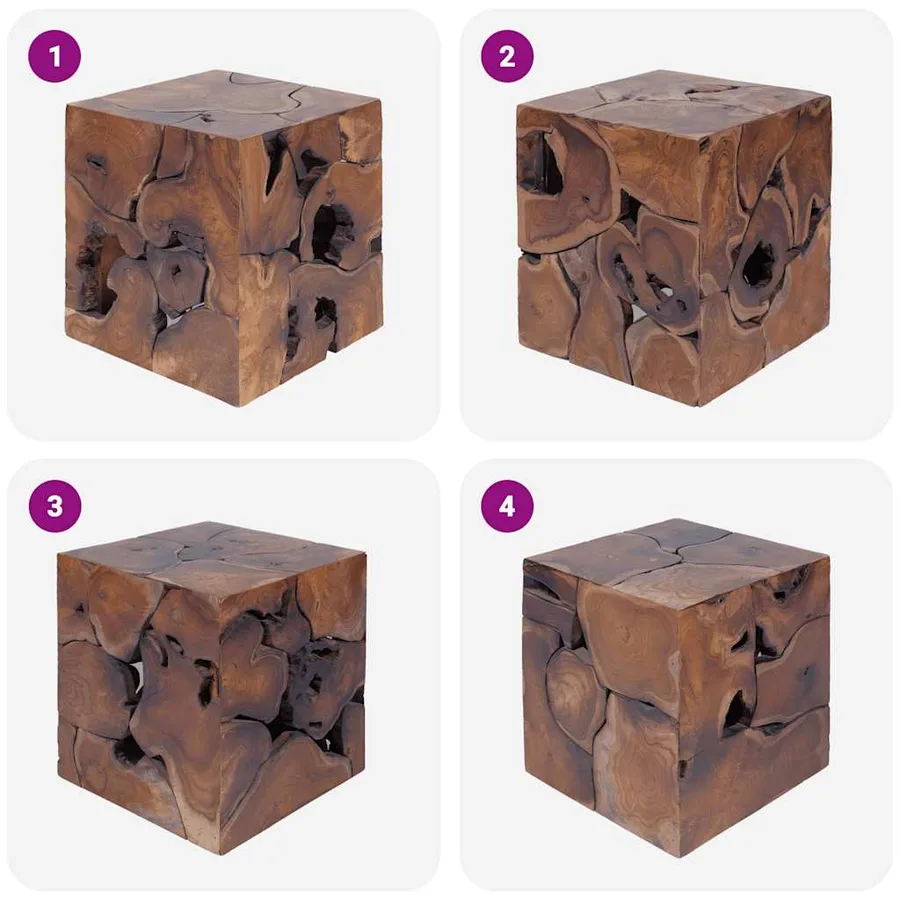 Tabouret marron 40x40x45 cm bois de teck massif - 5