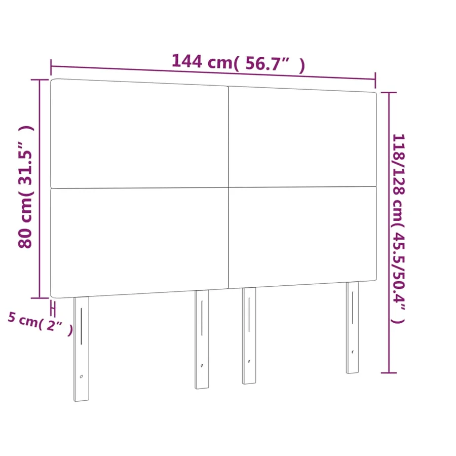 Tête de lit Taupe 144x5x118/128 cm Tissu - 8