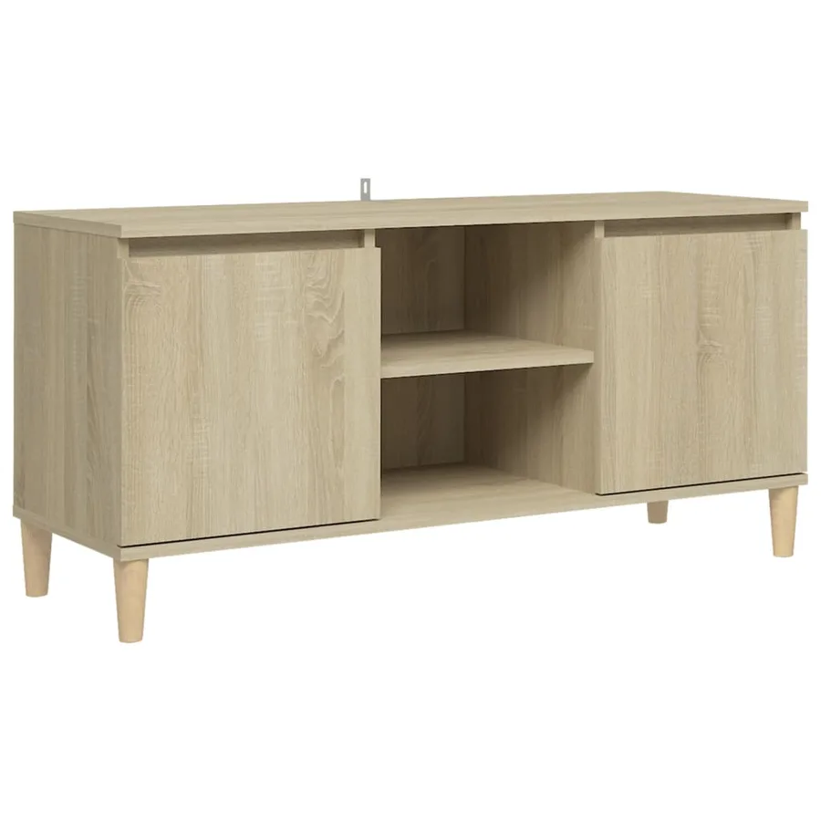 Meuble TV avec pieds en bois massif Chêne sonoma 103,5x35x50 cm - 2