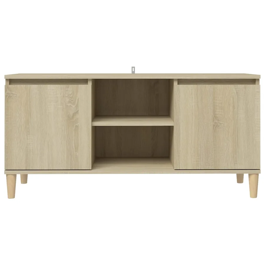 Meuble TV avec pieds en bois massif Chêne sonoma 103,5x35x50 cm - 5