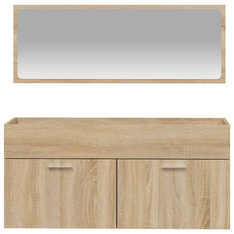 Armoire de bain avec miroir chêne sonoma bois d'ingénierie - 5