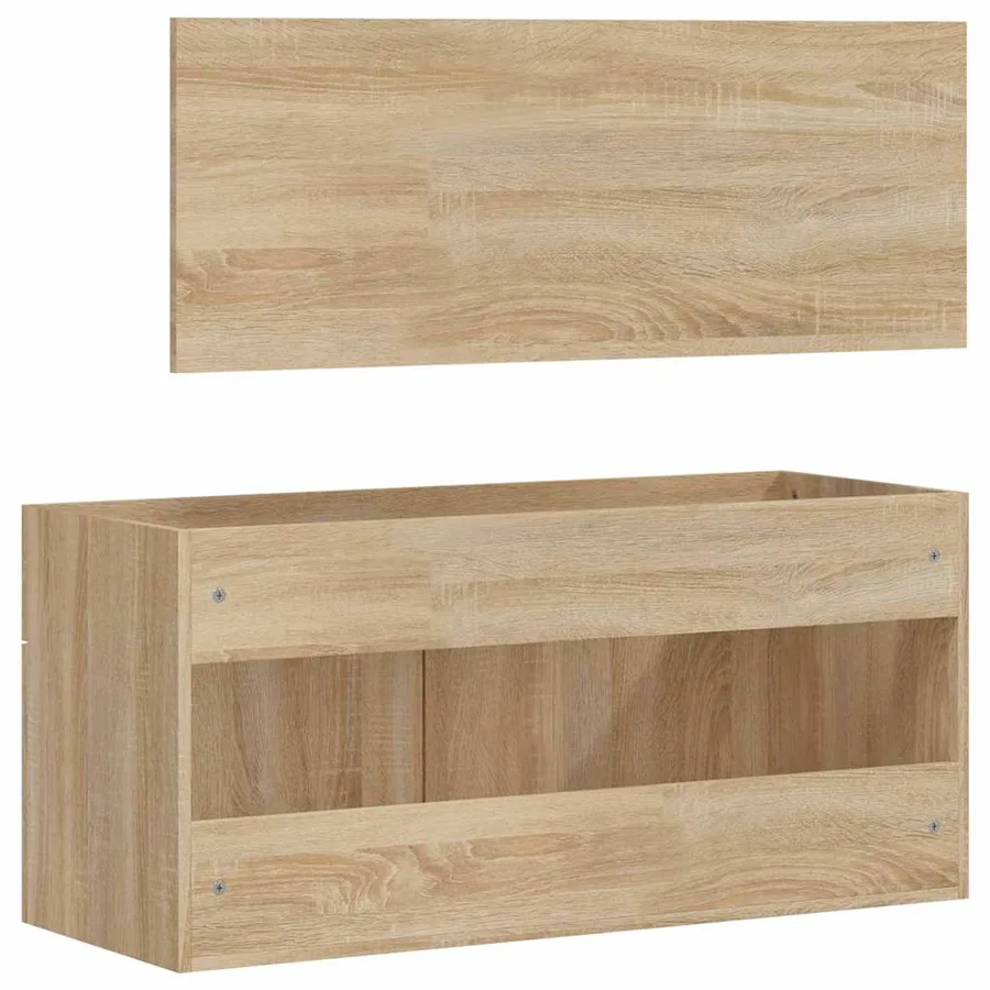 Armoire de bain avec miroir chêne sonoma bois d'ingénierie - 7