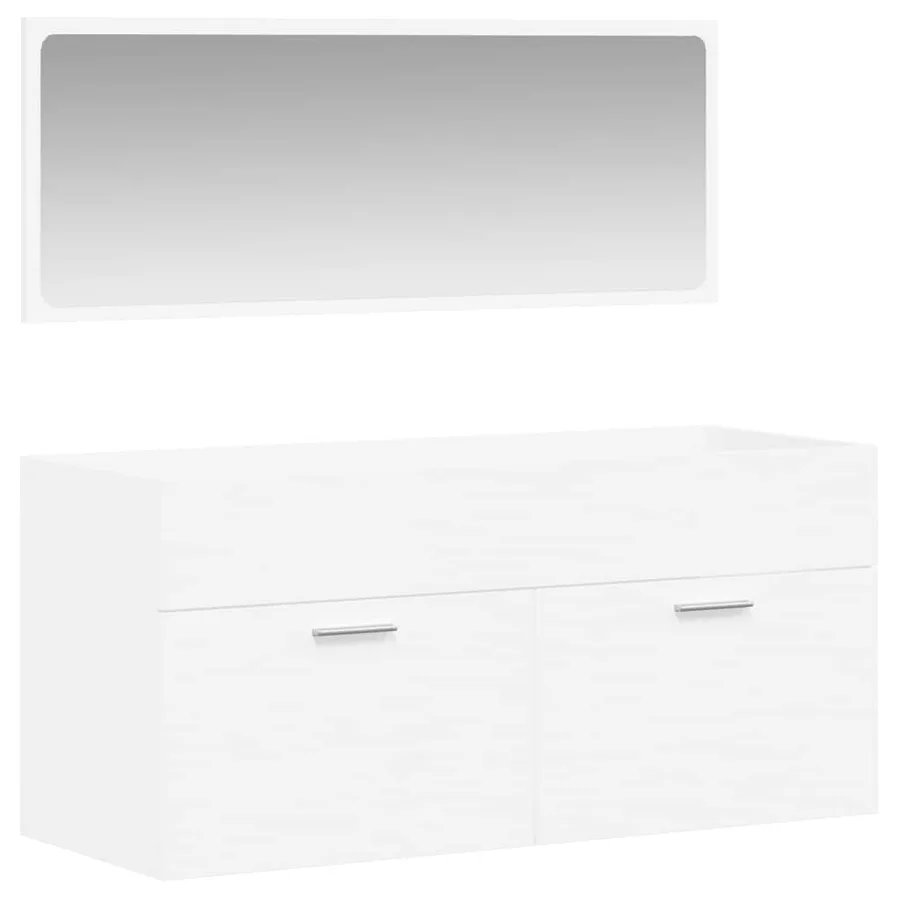 Armoire de salle de bain avec miroir blanc bois d'ingénierie - 2