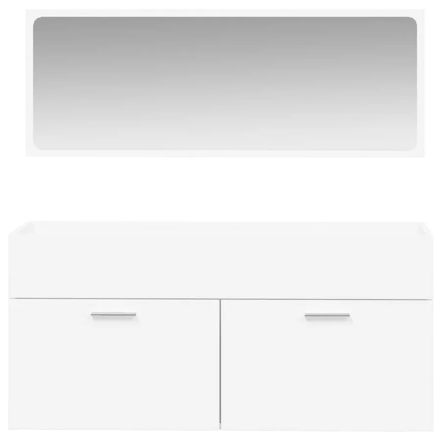 Armoire de salle de bain avec miroir blanc bois d'ingénierie - 5