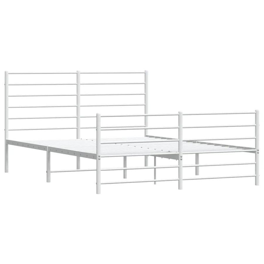 Cadre de lit métal sans matelas et pied de lit blanc 140x200 cm - 3