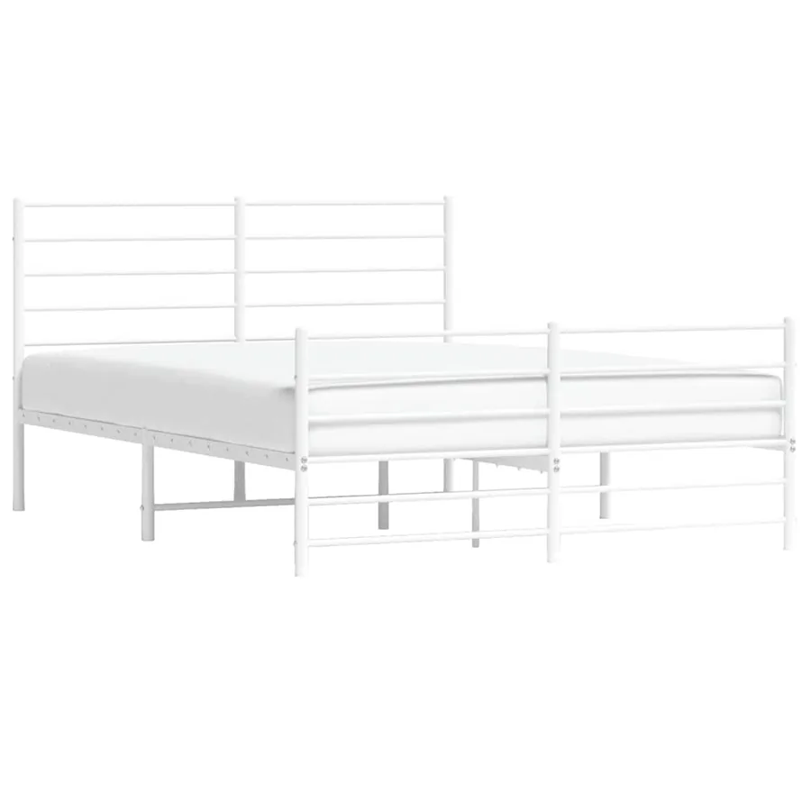 Cadre de lit métal sans matelas et pied de lit blanc 140x200 cm - 5