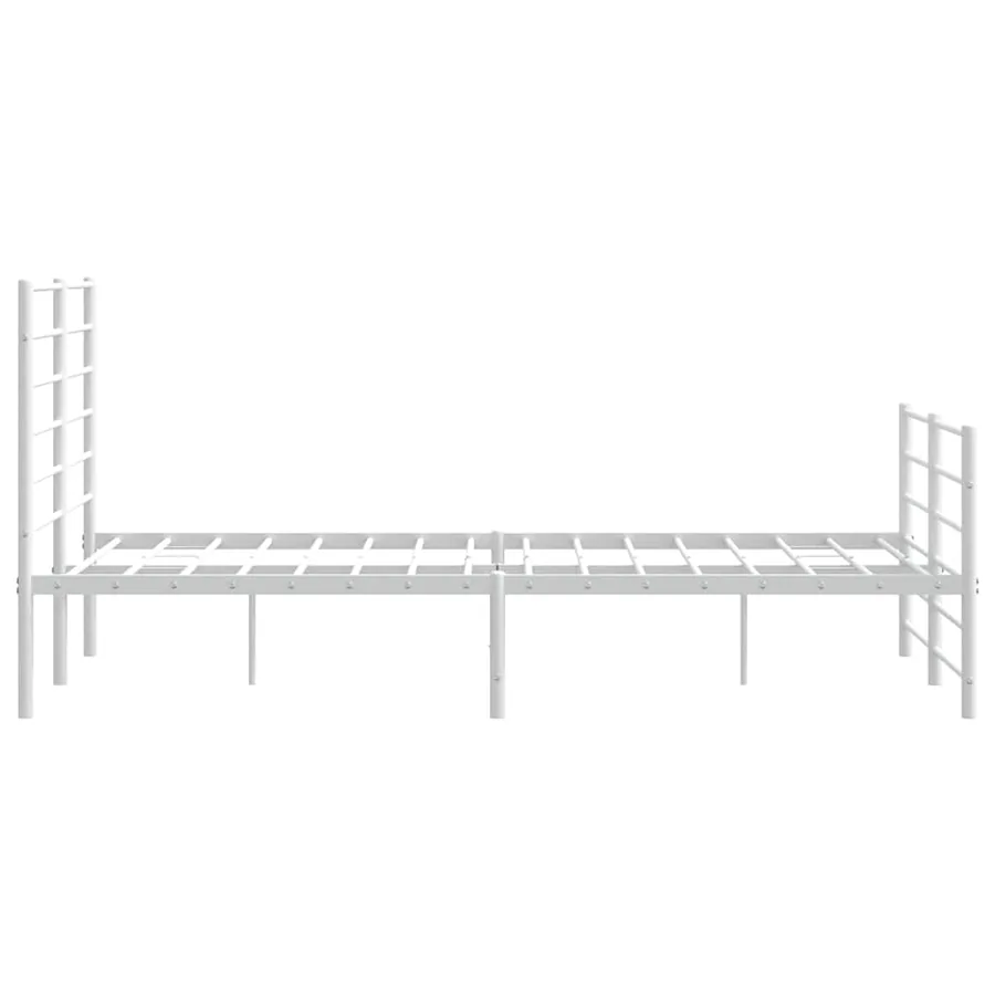 Cadre de lit métal sans matelas et pied de lit blanc 140x200 cm - 7