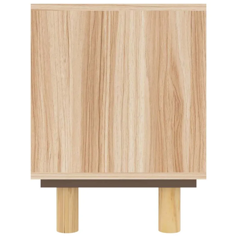 Meuble TV Marron 80x30x40cm Bois de pin massif et rotin naturel - 5