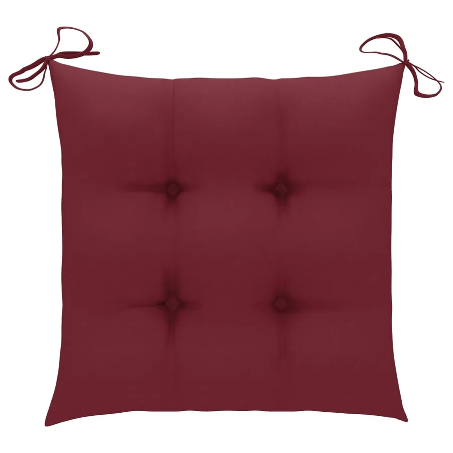 Chaises de jardin avec coussins rouge bordeaux lot de 6 Teck - 8