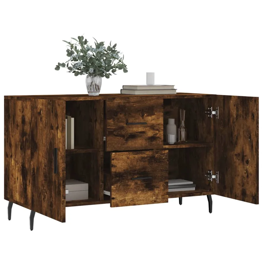 Buffet chêne fumé 100x36x60 cm bois d'ingénierie - 4