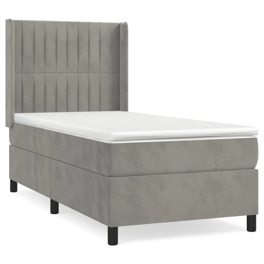Sommier à lattes de lit et matelas Gris clair 100x200cm Velours - 2