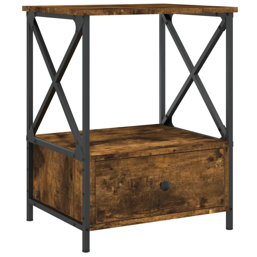 Table de chevet chêne fumé 50x41x65 cm bois d'ingénierie - 2