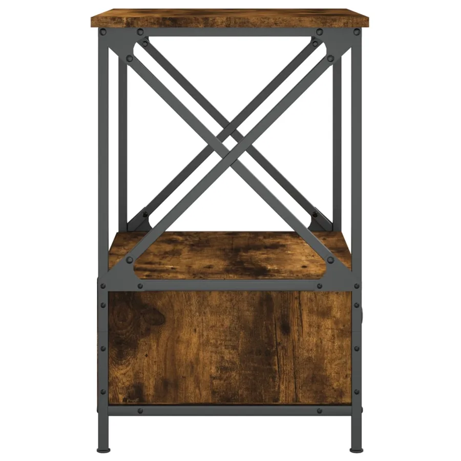 Table de chevet chêne fumé 50x41x65 cm bois d'ingénierie - 7