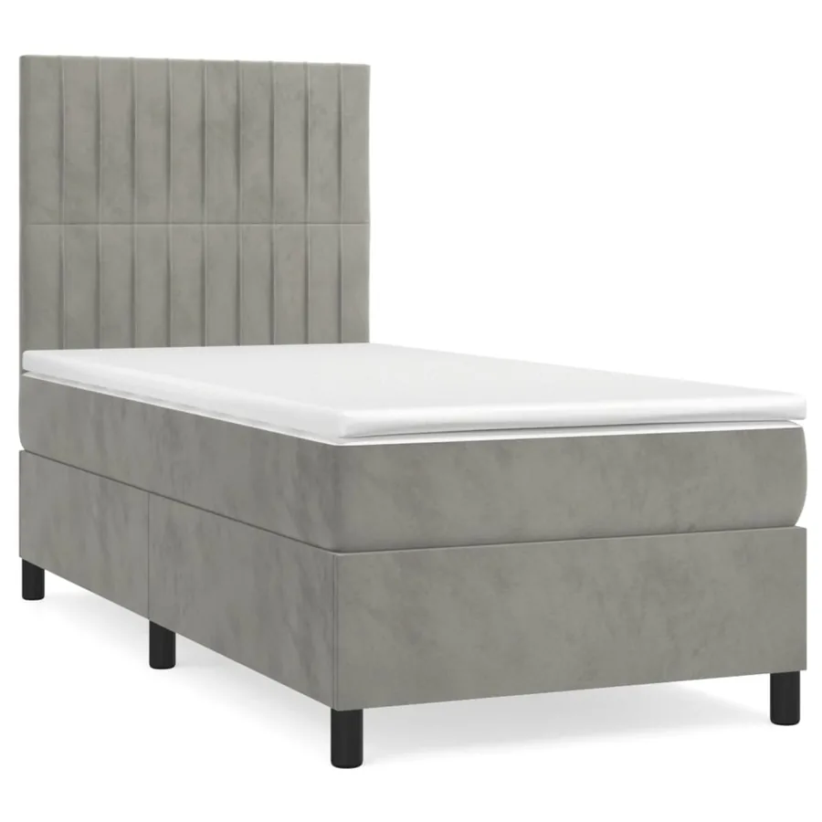 Sommier à lattes de lit et matelas Gris clair 100x200cm Velours - 2