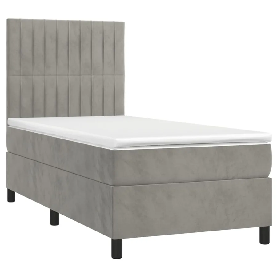 Sommier à lattes de lit et matelas Gris clair 100x200cm Velours - 3