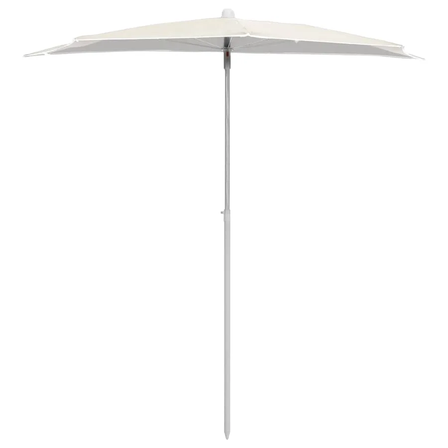 Demi-parasol de jardin avec mât 180x90 cm sable - 3
