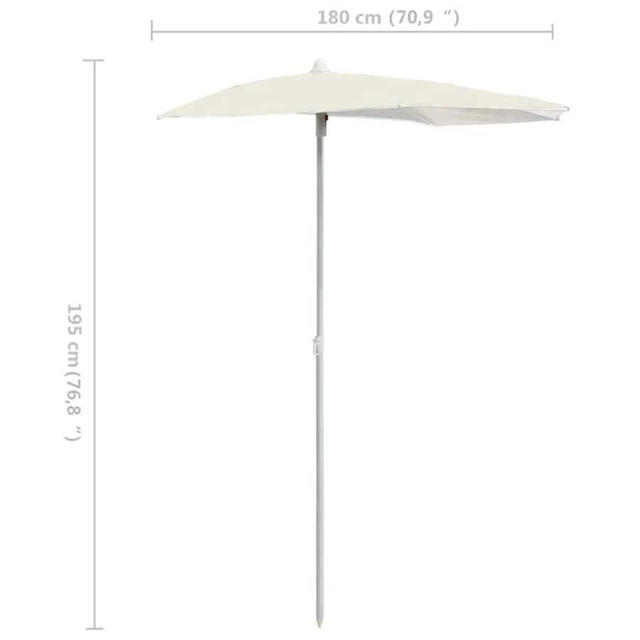 Demi-parasol de jardin avec mât 180x90 cm sable - 8