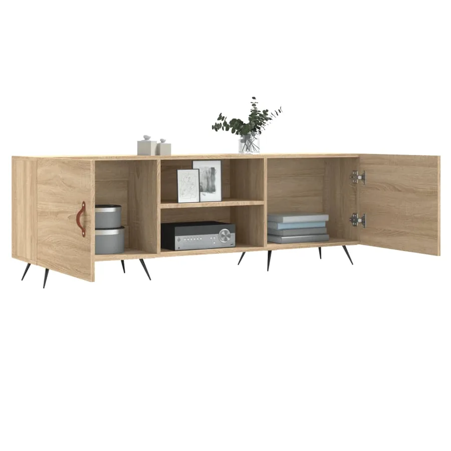 Meuble TV chêne sonoma 150x30x50 cm bois d'ingénierie - 4