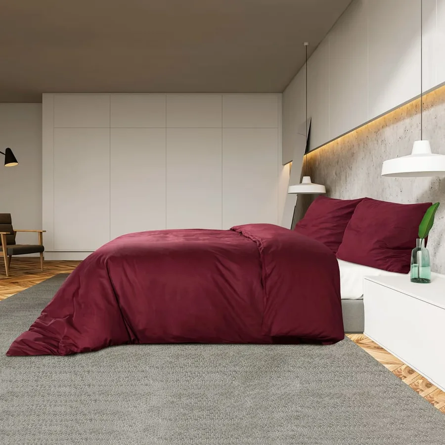 Ensemble de housse de couette Bordeaux 240x220 cm Microfibre - 4