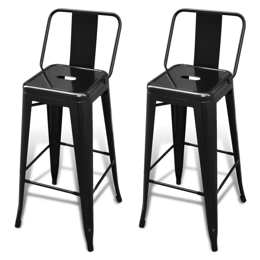 Tabourets de bar lot de 2 noir acier - 2