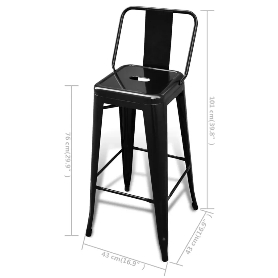 Tabourets de bar lot de 2 noir acier - 5