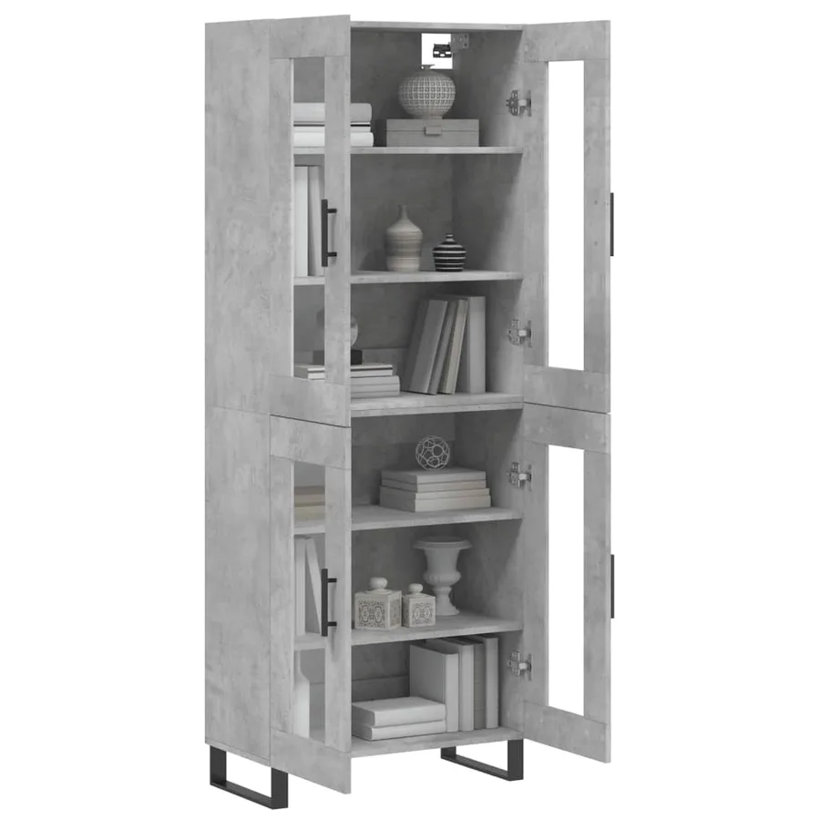 Buffet haut Gris béton 69,5x34x180 cm Bois d'ingénierie - 3