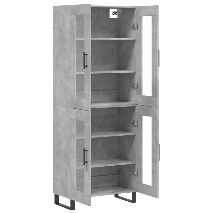 Buffet haut Gris béton 69,5x34x180 cm Bois d'ingénierie - 4