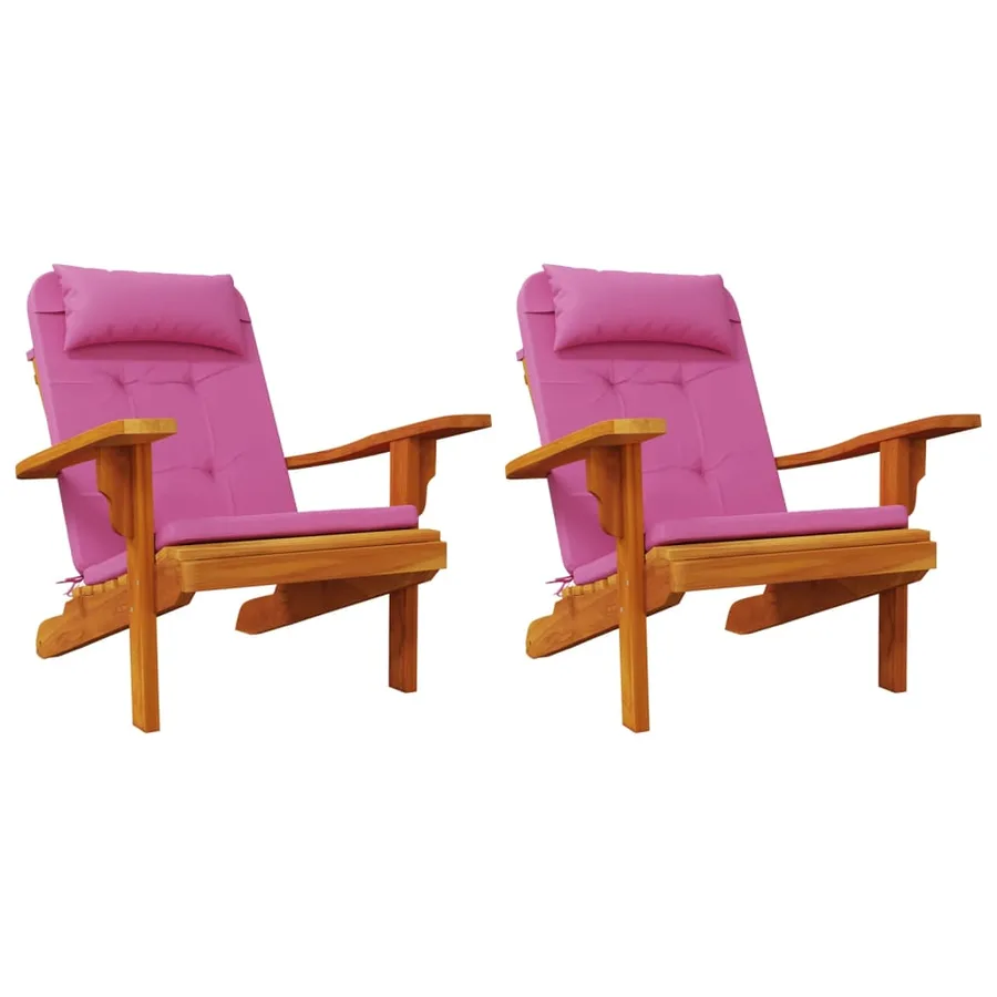 Coussins de chaise adirondack lot de 2 rose tissu oxford - 4