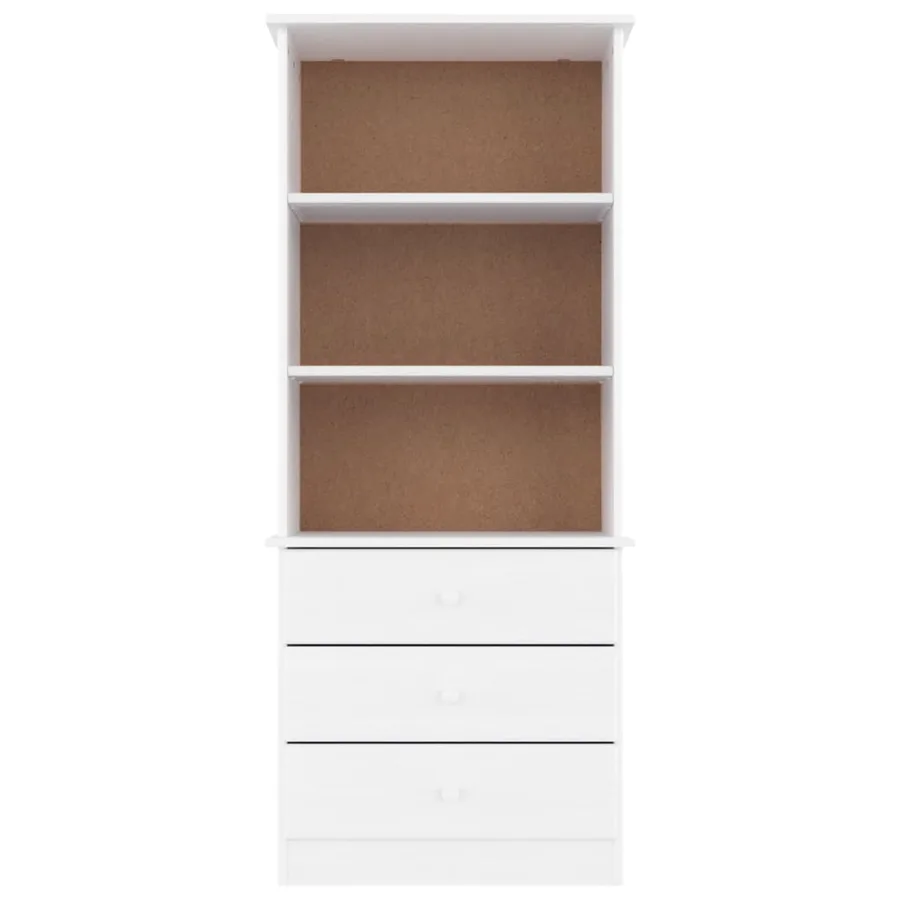 Bibliothèque et tiroirs ALTA blanc 60x35x142 cm bois massif pin - 3