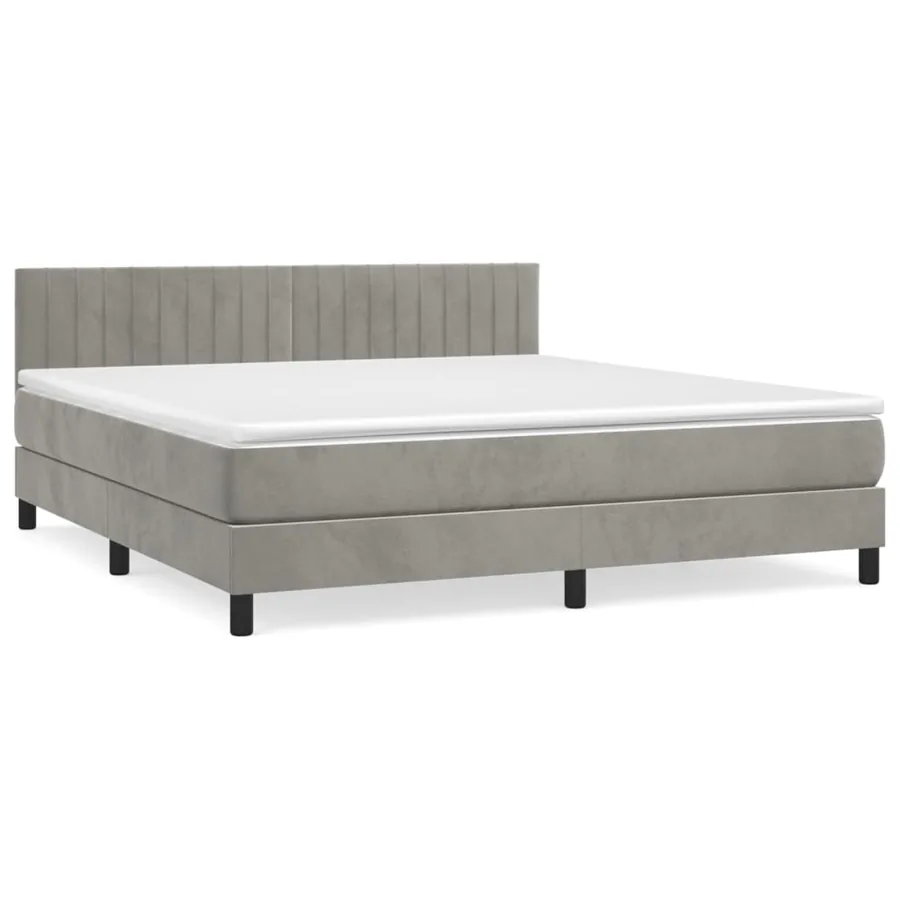 Sommier à lattes de lit et matelas Gris clair 160x200cm Velours - 2