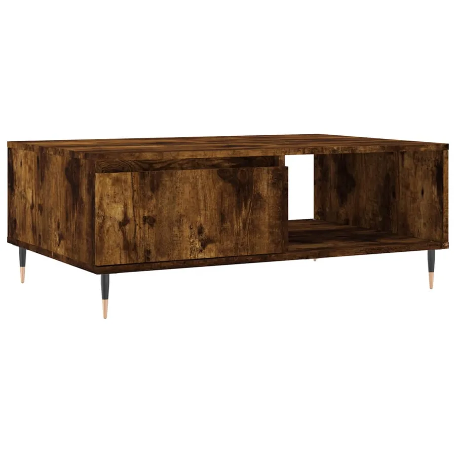 Table basse chêne fumé 90x60x35 cm bois d'ingénierie - 2