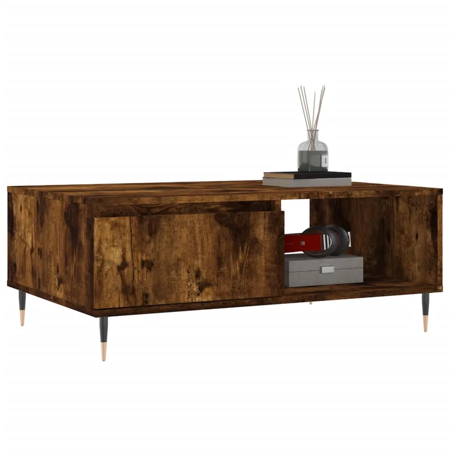 Table basse chêne fumé 90x60x35 cm bois d'ingénierie - 3
