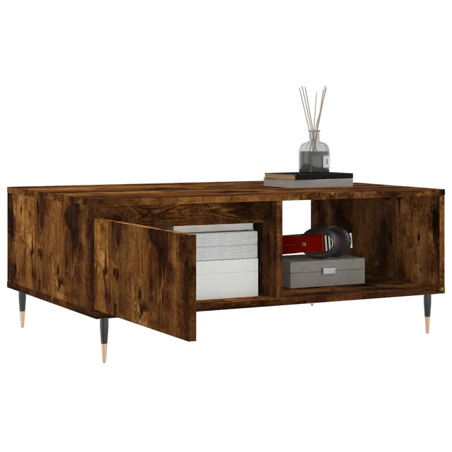 Table basse chêne fumé 90x60x35 cm bois d'ingénierie - 4