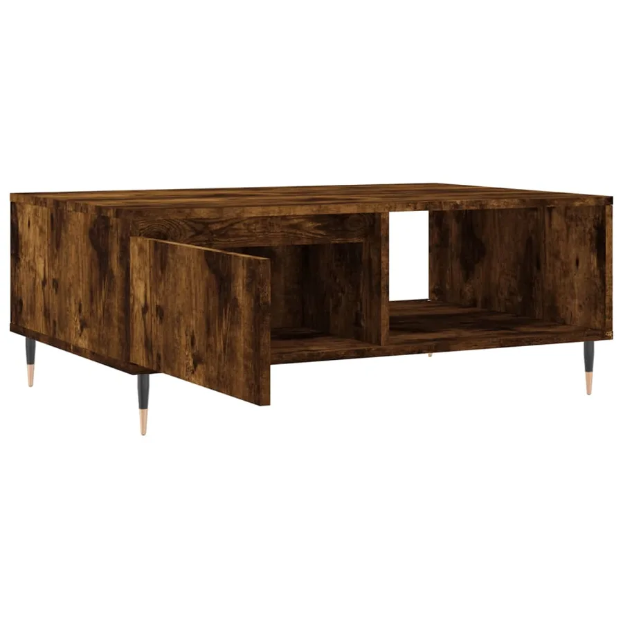Table basse chêne fumé 90x60x35 cm bois d'ingénierie - 6