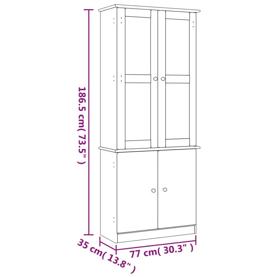 Vitrine en verre ALTA blanc 77x35x186,5 cm bois de pin massif - 8