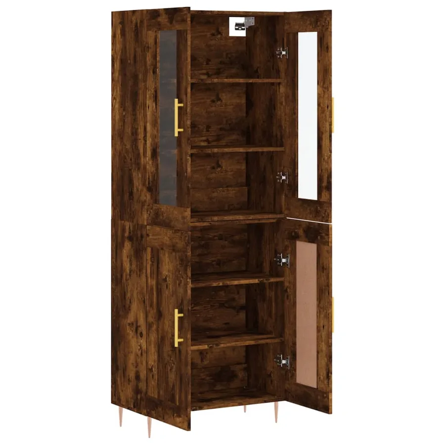 Buffet haut Chêne fumé 69,5x34x180 cm Bois d'ingénierie - 4