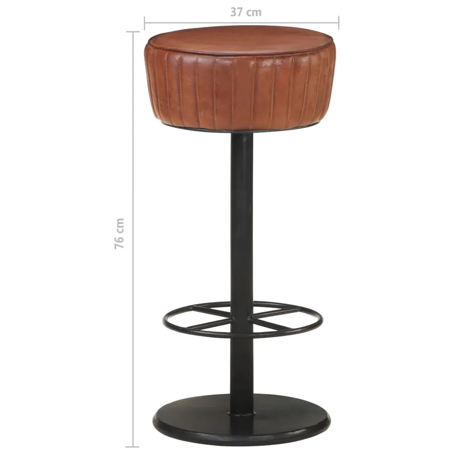 Tabouret de bar Marron Cuir véritable - 5