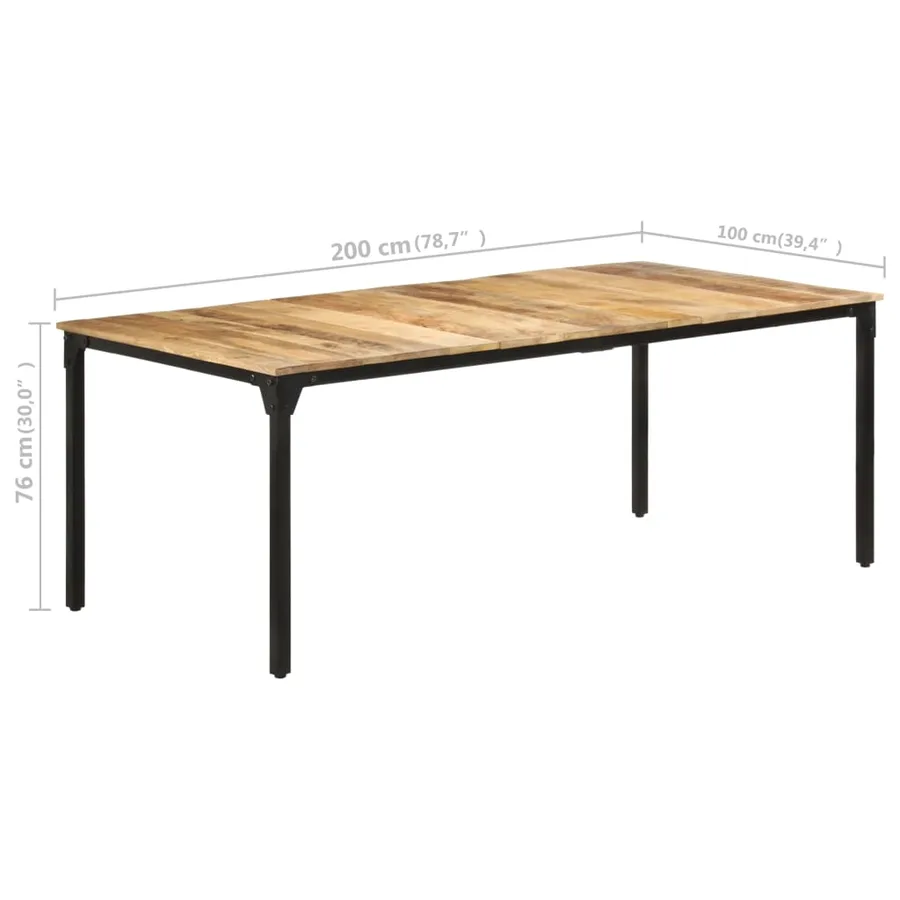Table de salle à manger 200x100x76 cm Bois de manguier solide - 7