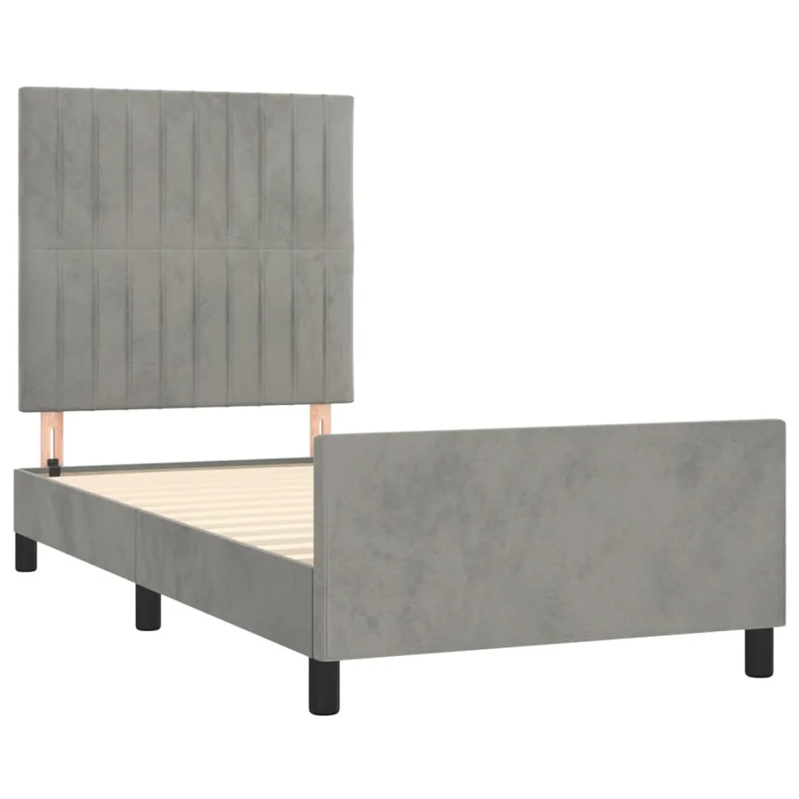 Cadre de lit sans matelas gris clair 80x200 cm velours - 4