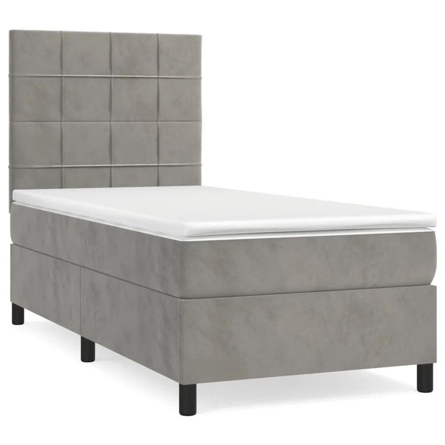 Sommier à lattes de lit et matelas Gris clair 80x200 cm Velours - 2