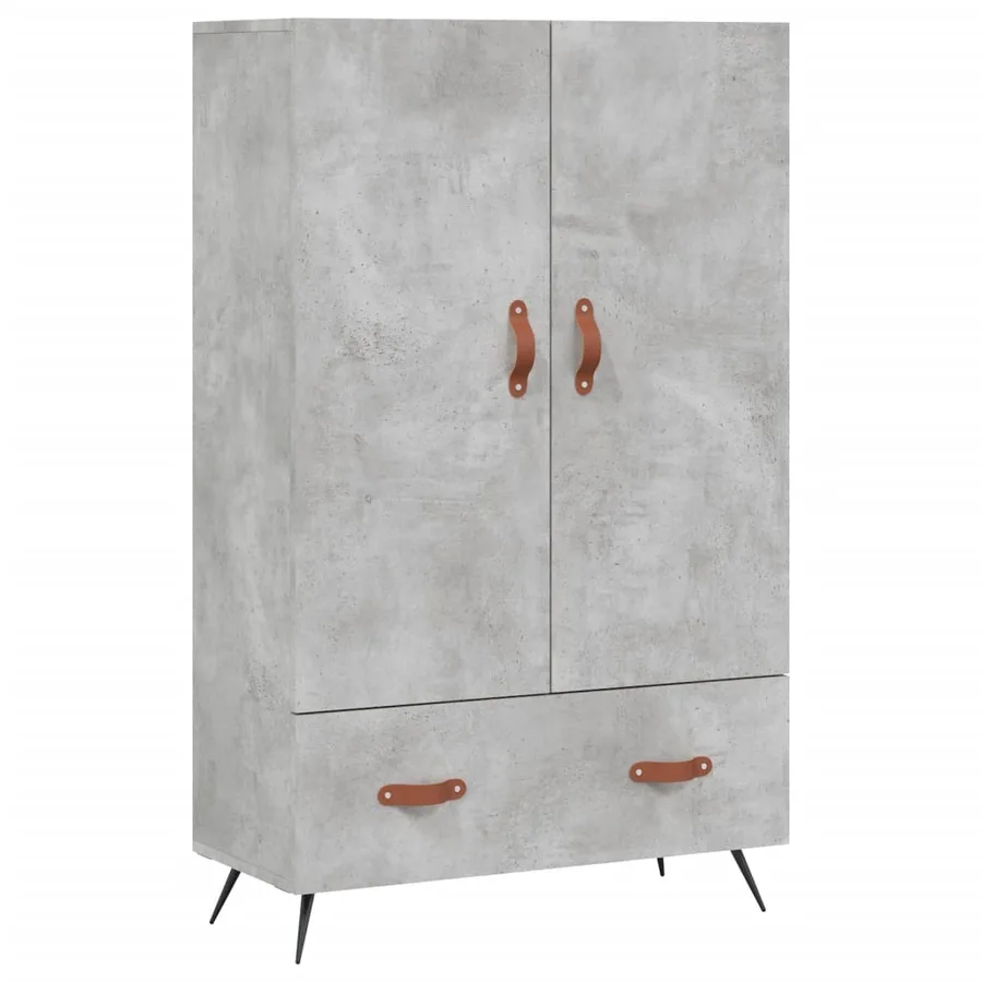 Buffet haut gris béton 69,5x31x115 cm bois d'ingénierie - 2