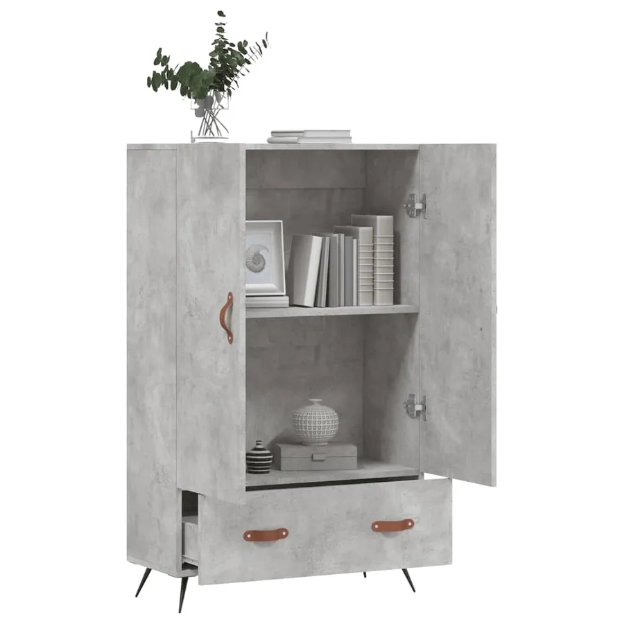 Buffet haut gris béton 69,5x31x115 cm bois d'ingénierie - 3